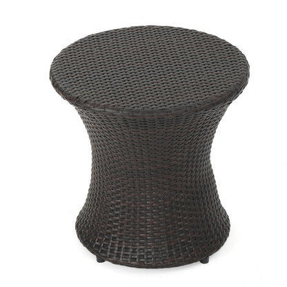 Kono Hourglass Table - Brown Iron Rattan Outdoor Table