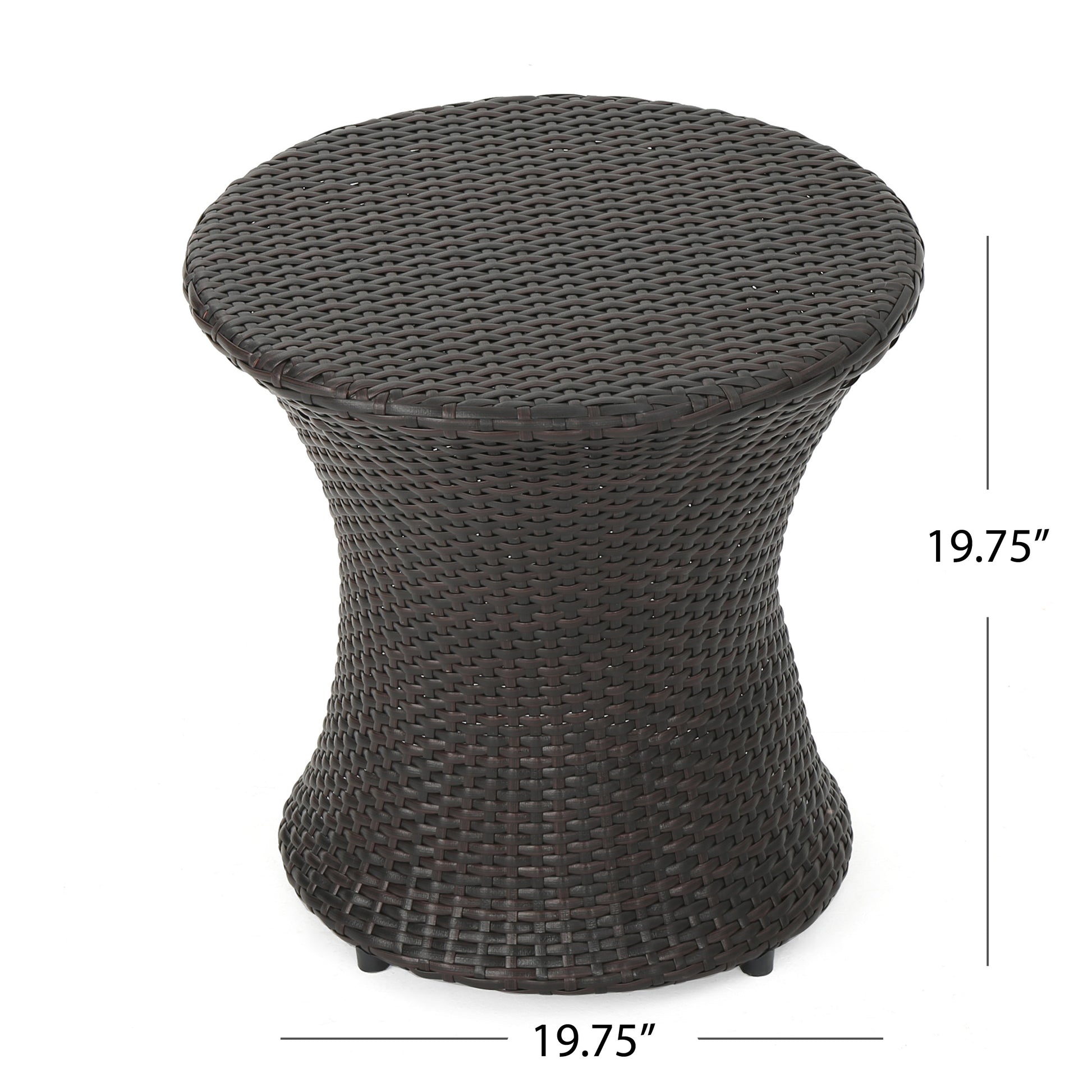 Kono Hourglass Table - Brown Iron Rattan Outdoor Table