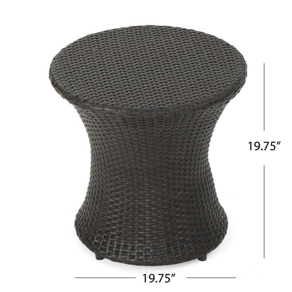 Kono Hourglass Table - Brown Iron Rattan Outdoor Table