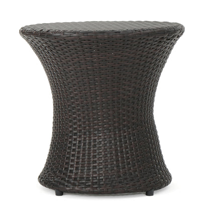 Kono Hourglass Table - Brown Iron Rattan Outdoor Table