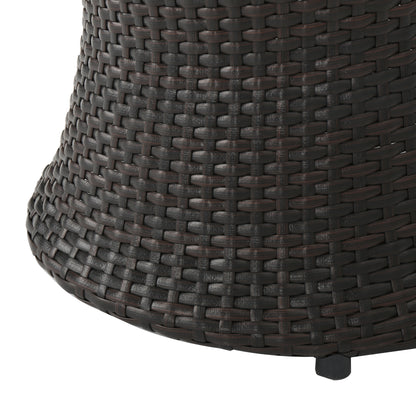 Kono Hourglass Table - Brown Iron Rattan Outdoor Table
