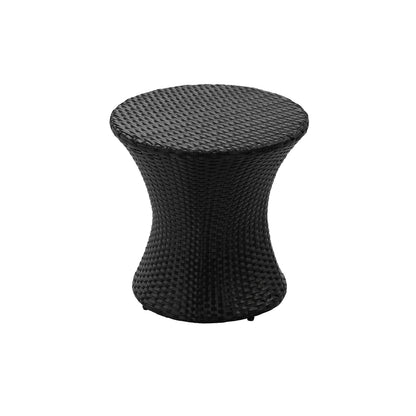 Black Iron Rattan Outdoor Side Table - 19.75"