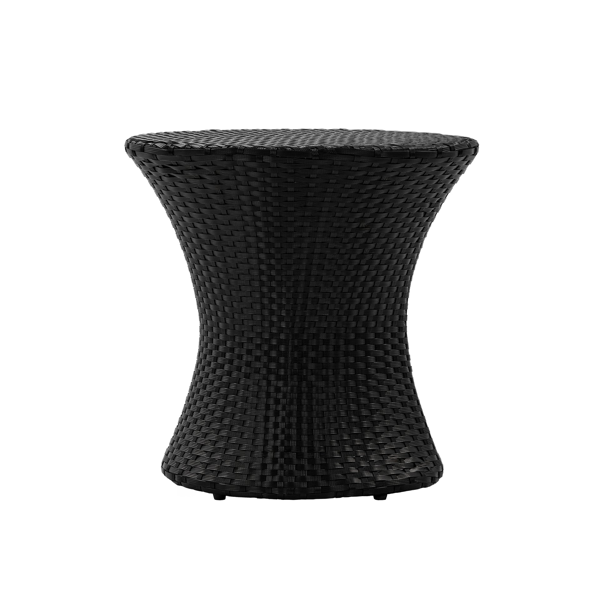 Black Iron Rattan Outdoor Side Table - 19.75"