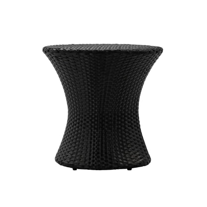 Black Iron Rattan Outdoor Side Table - 19.75"