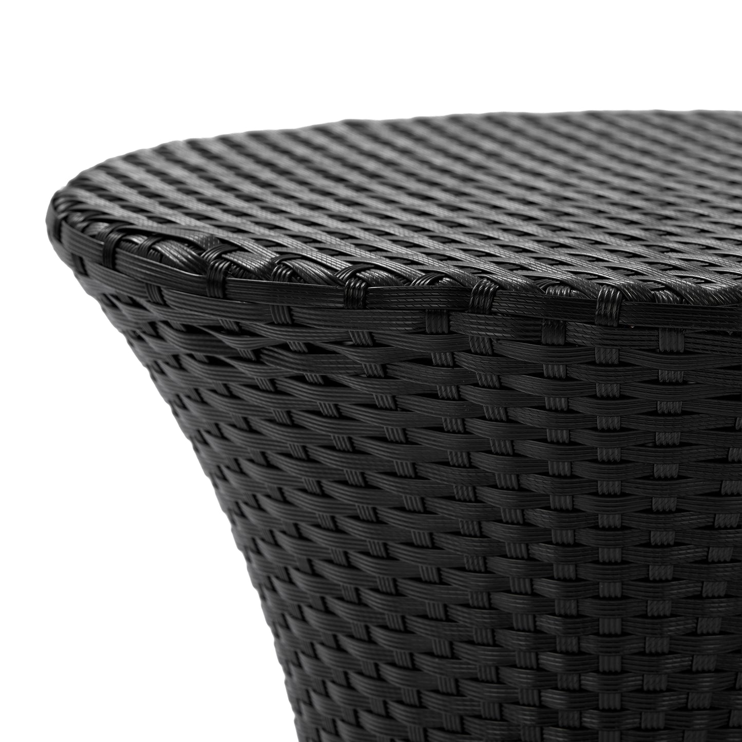 Black Iron Rattan Outdoor Side Table - 19.75"