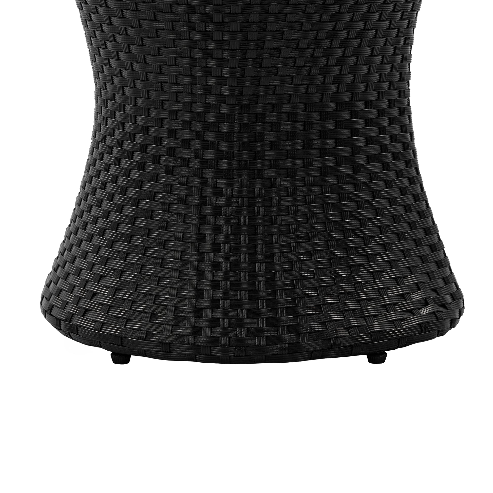 Black Iron Rattan Outdoor Side Table - 19.75"