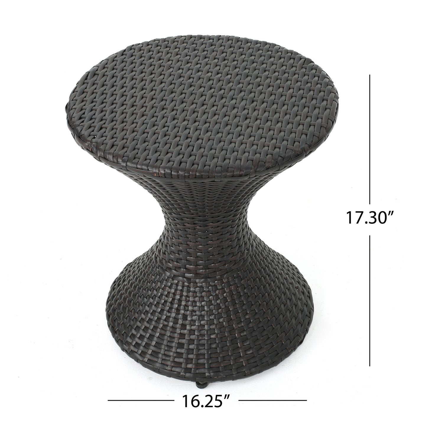 Brown Multi Iron Rattan Hourglass Side Table Outdoor