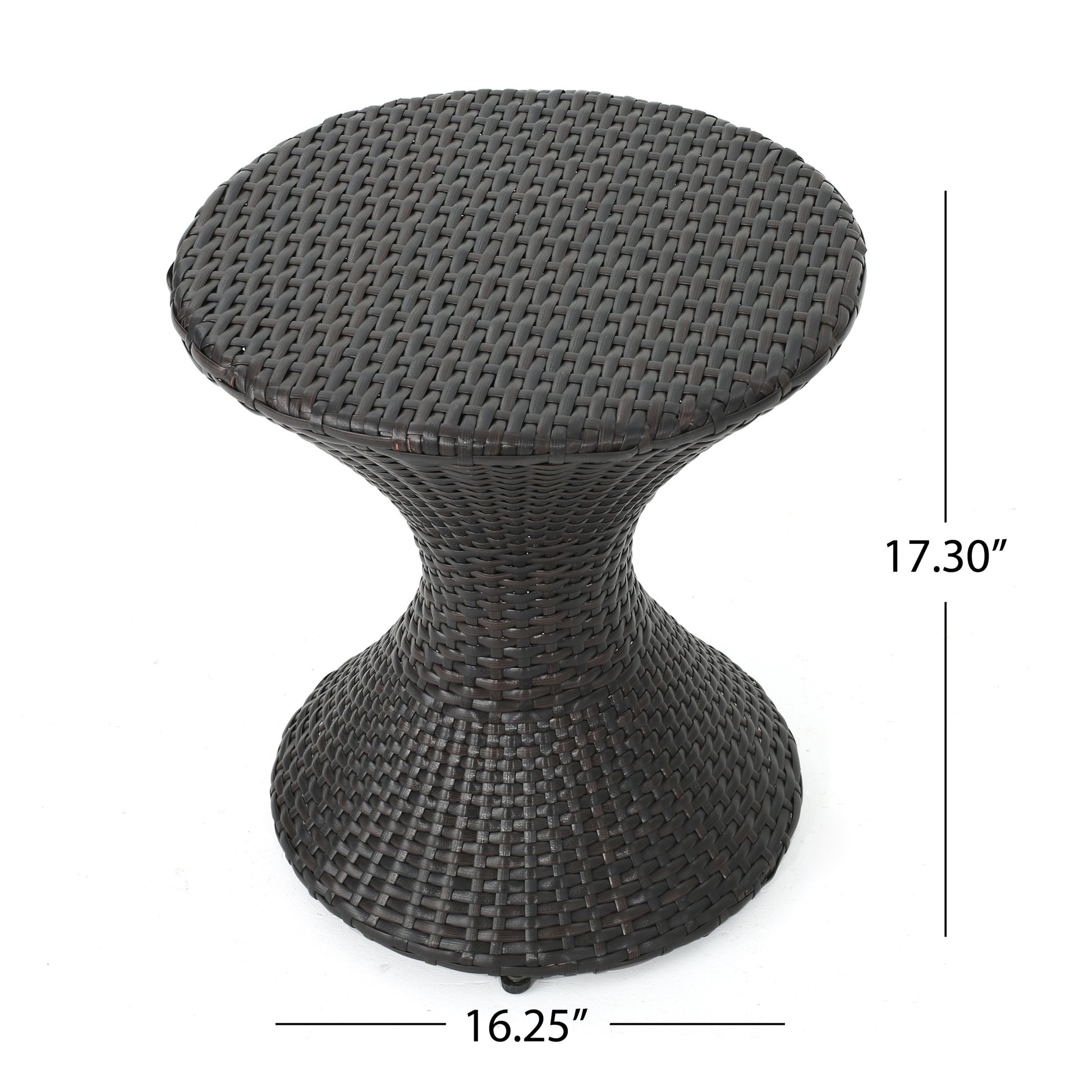 Brown Multi Iron Rattan Hourglass Side Table Outdoor