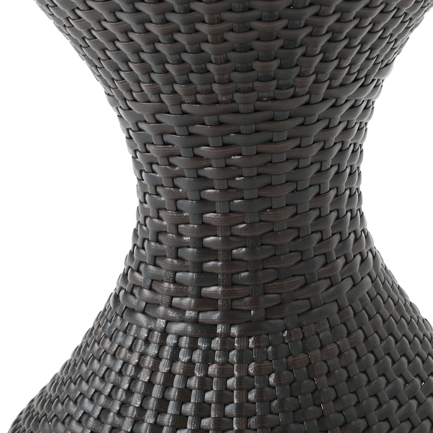 Brown Multi Iron Rattan Hourglass Side Table Outdoor