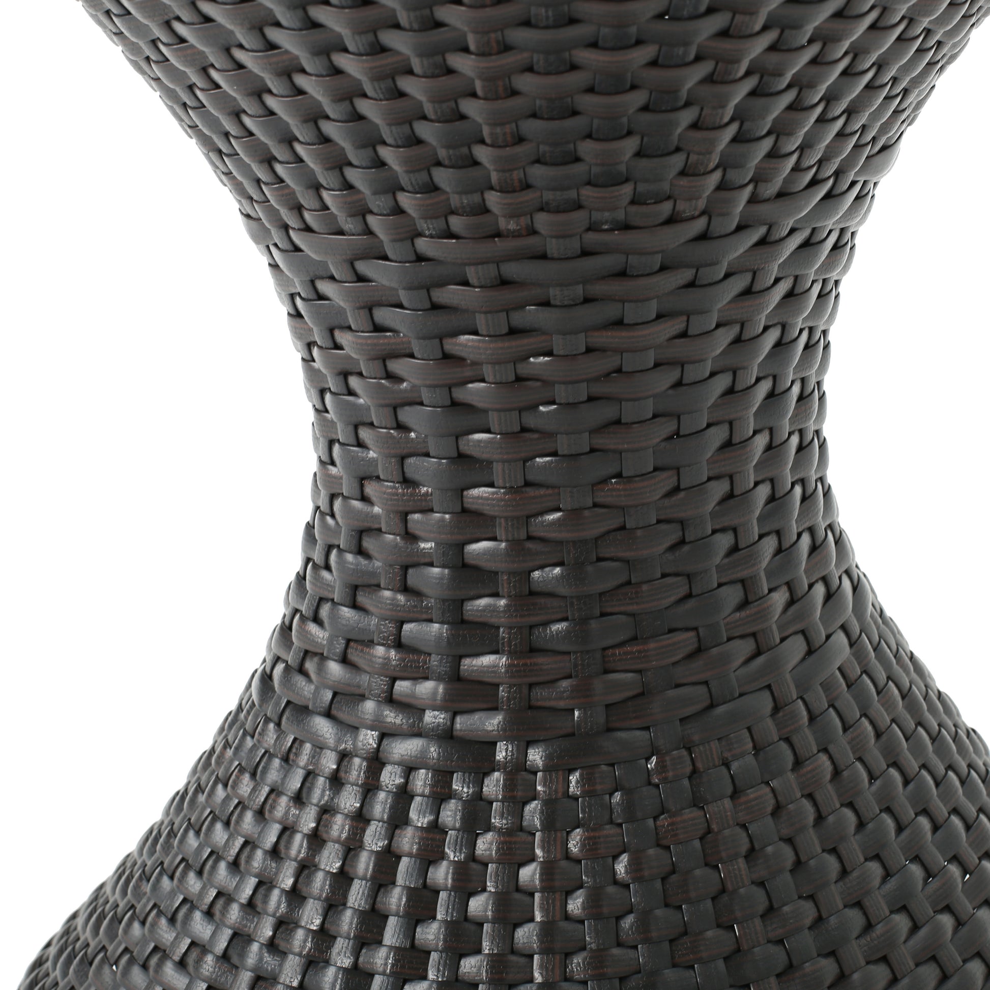 Brown Multi Iron Rattan Hourglass Side Table Outdoor