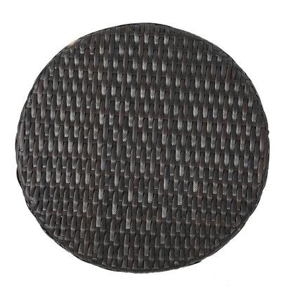Brown Multi Iron Rattan Hourglass Side Table Outdoor
