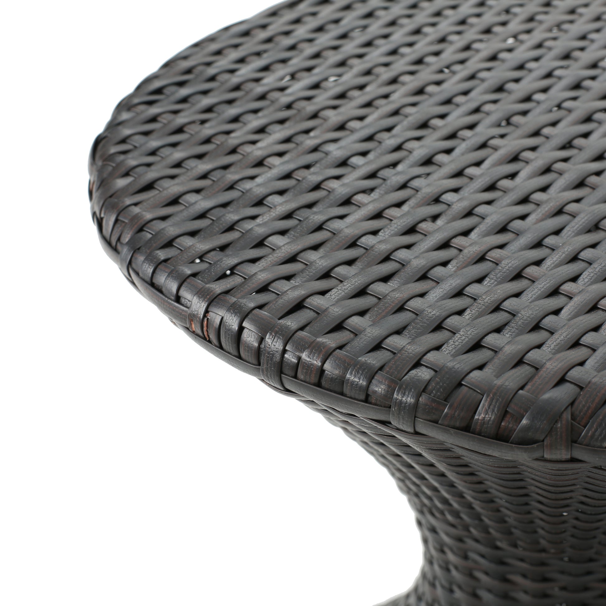 Brown Multi Iron Rattan Hourglass Side Table Outdoor