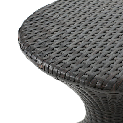 Brown Multi Iron Rattan Hourglass Side Table Outdoor