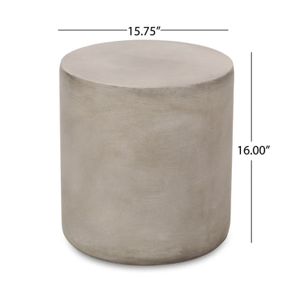 Light Grey Concrete Outdoor Side Table - Patio Accent Table