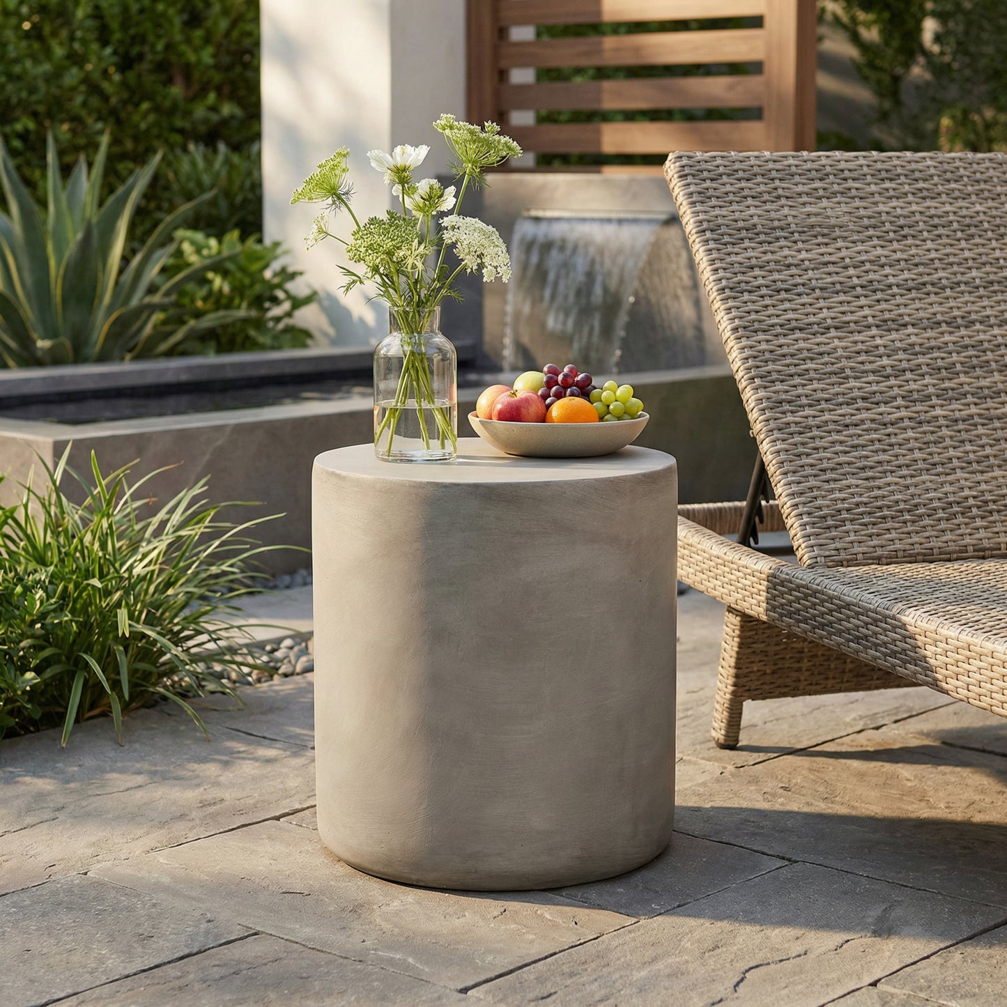 Outdoor LightWeight Concrete Side Table,MGO End Table ,Light Gray