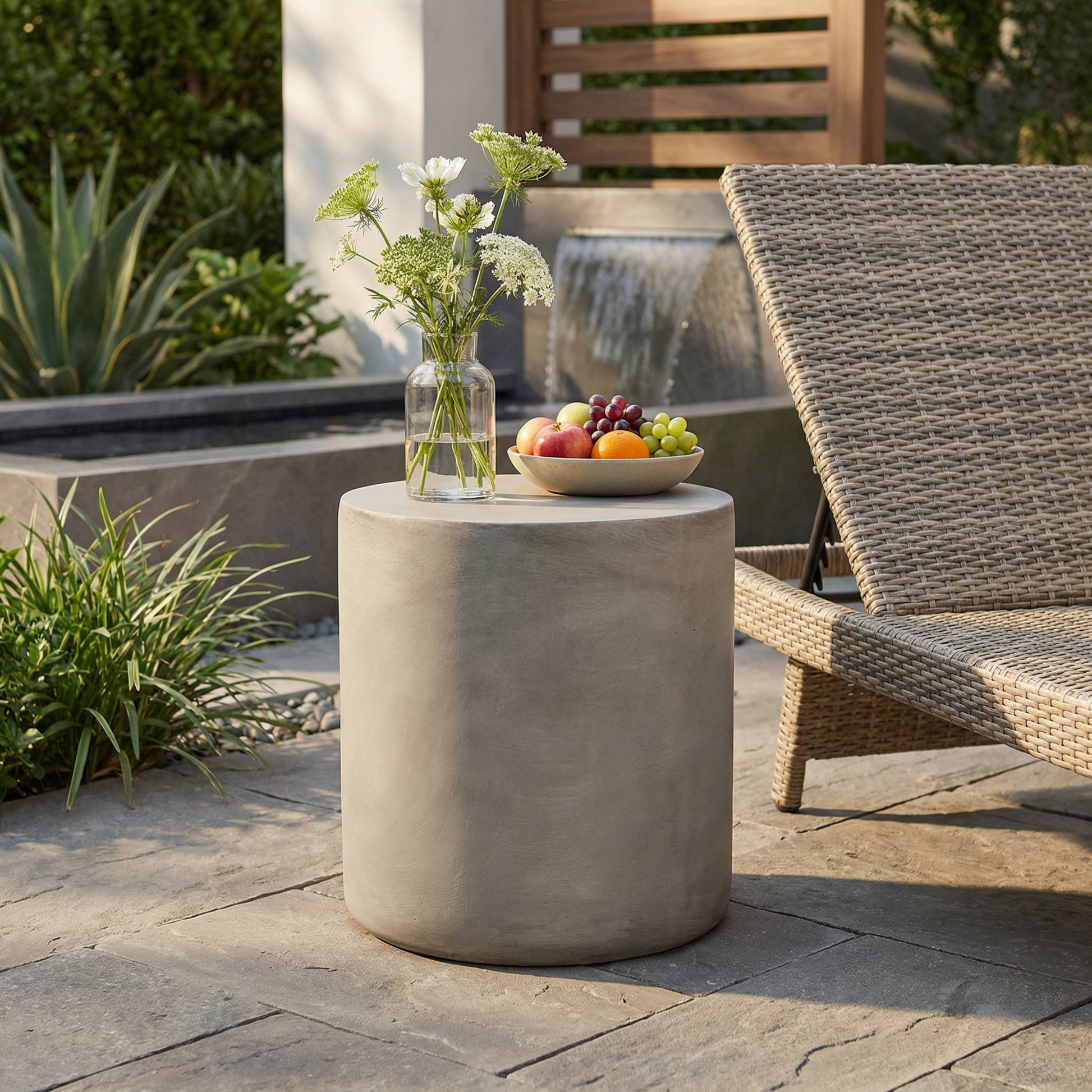 Outdoor LightWeight Concrete Side Table,MGO End Table ,Light Gray