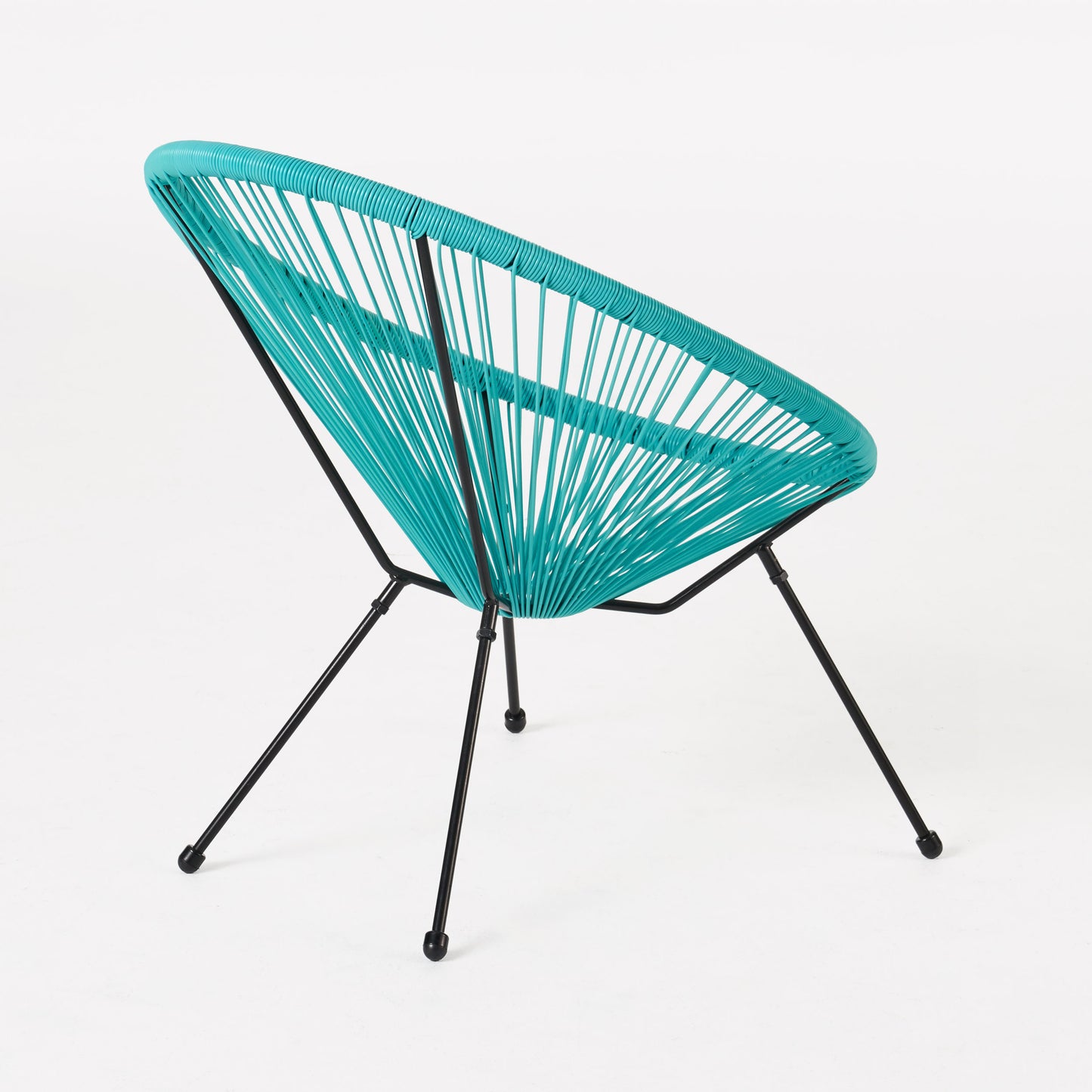 Teal PE Rattan Patio Chairs Set of 2 - Modern Outdoor Seating