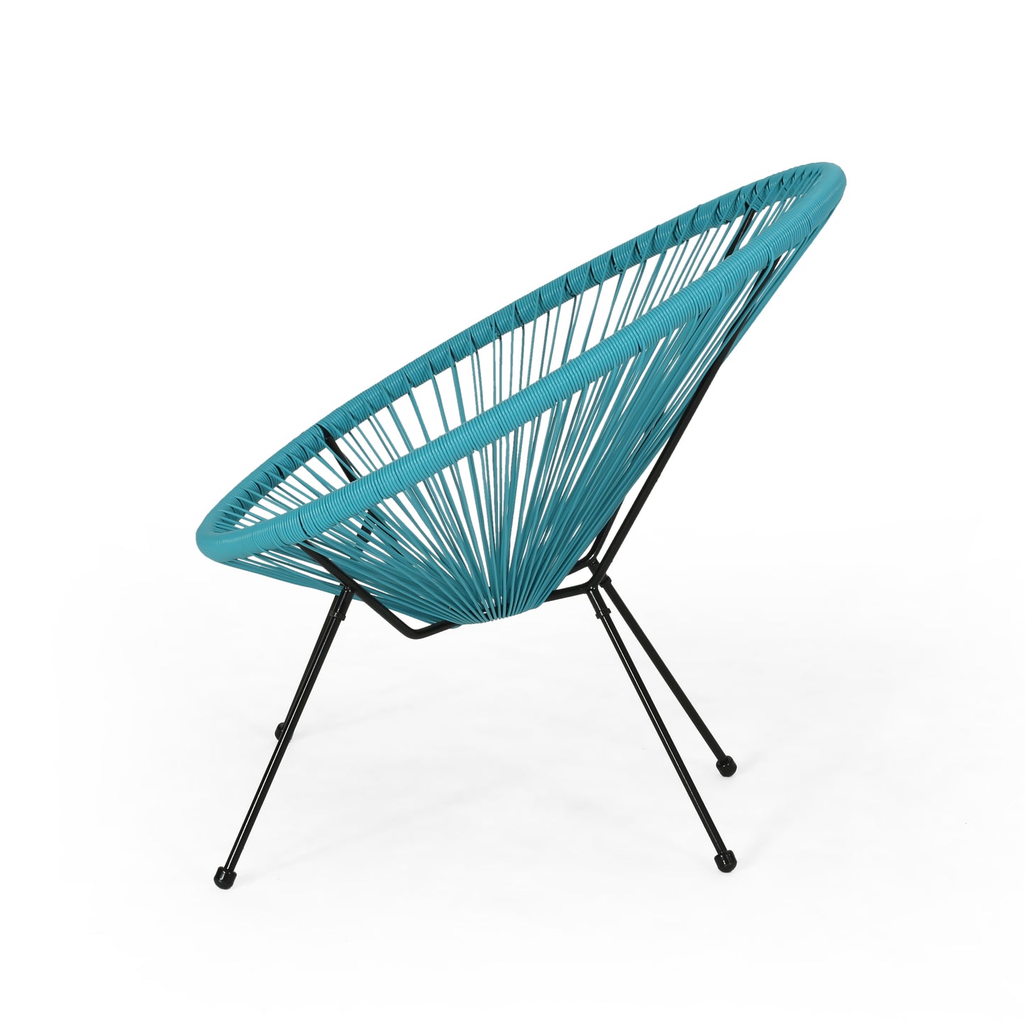 Teal PE Rattan Patio Chairs Set of 2 - Modern Outdoor Seating