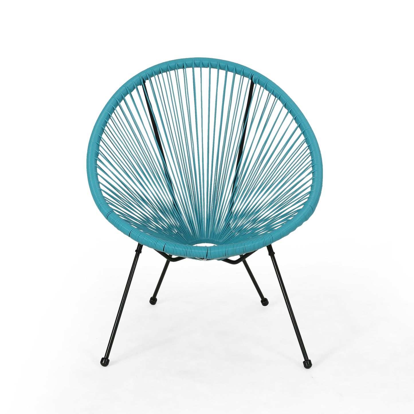 Teal PE Rattan Patio Chairs Set of 2 - Modern Outdoor Seating