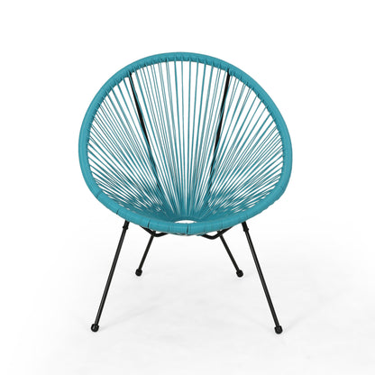 Teal PE Rattan Patio Chairs Set of 2 - Modern Outdoor Seating