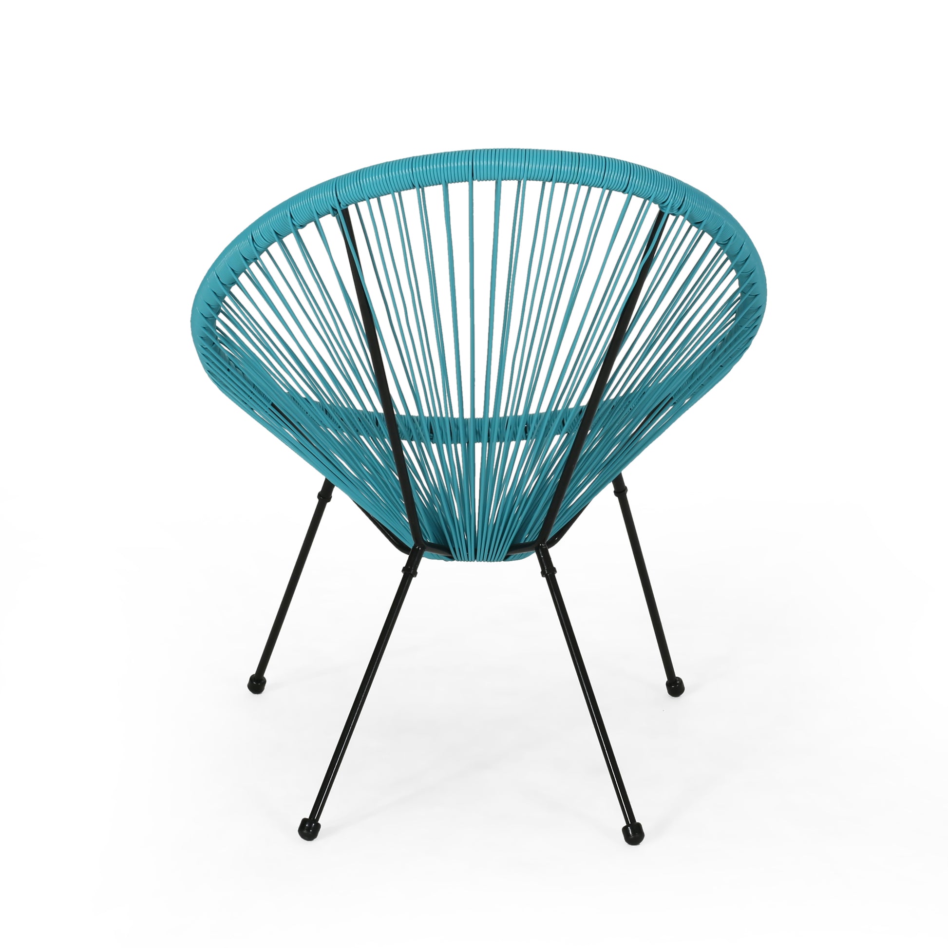 Teal PE Rattan Patio Chairs Set of 2 - Modern Outdoor Seating