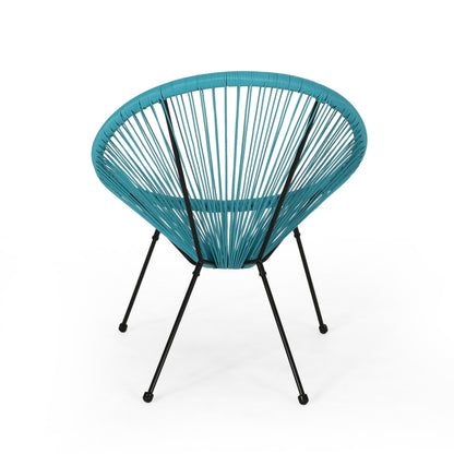 Teal PE Rattan Patio Chairs Set of 2 - Modern Outdoor Seating