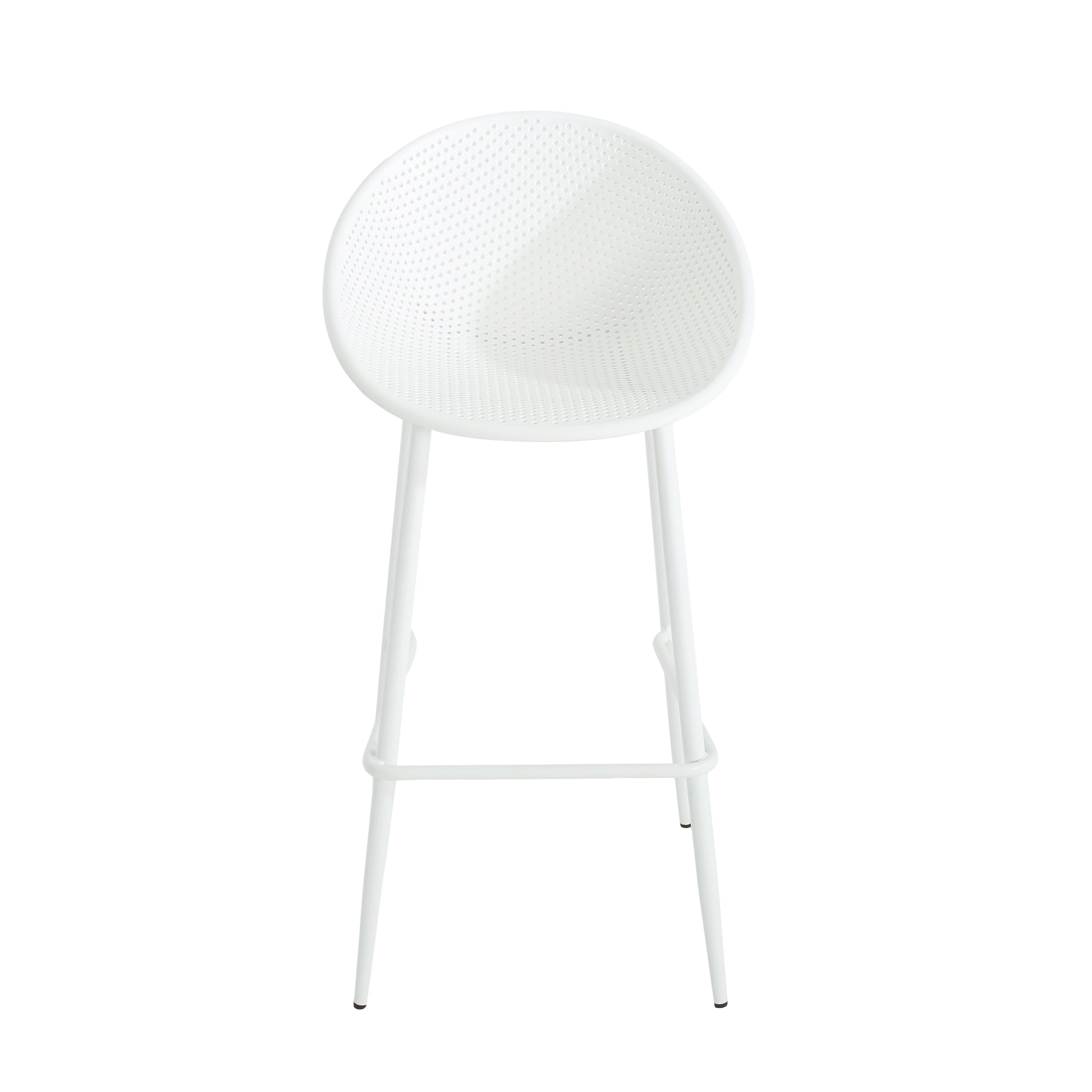 White Iron & Plastic Barstool Set of 2 - Patio Outdoor Seating