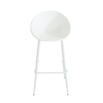 White Iron & Plastic Barstool Set of 2 - Patio Outdoor Seating