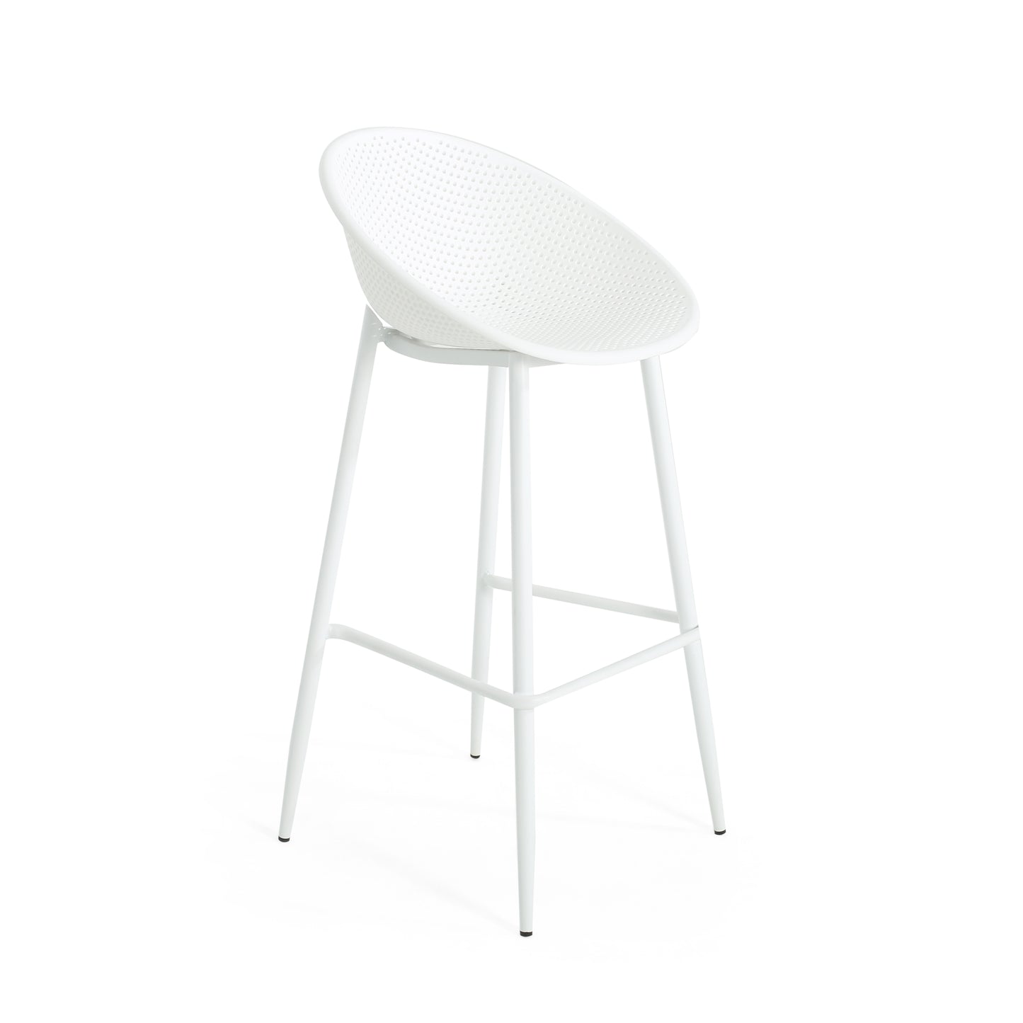 White Iron & Plastic Barstool Set of 2 - Patio Outdoor Seating