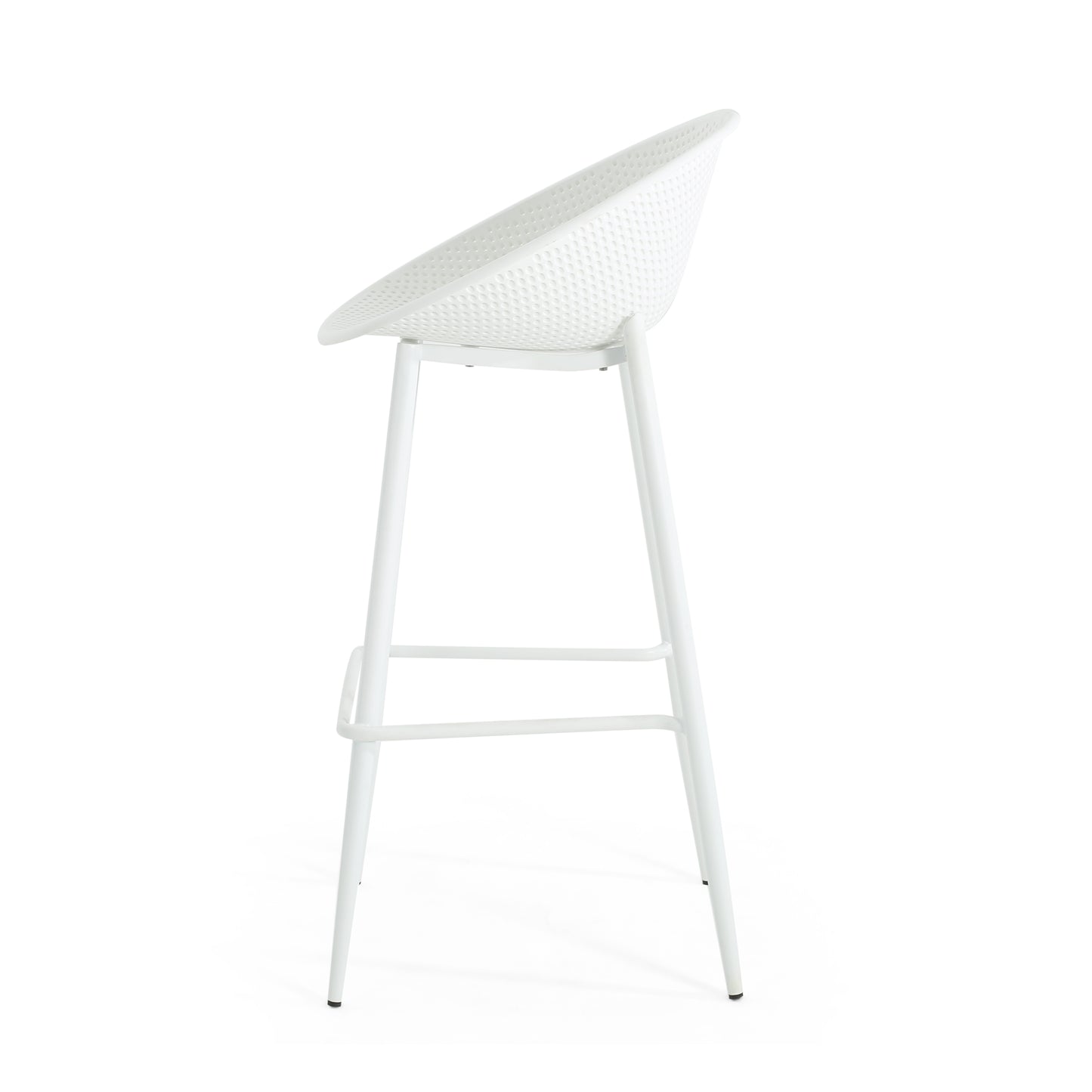 White Iron & Plastic Barstool Set of 2 - Patio Outdoor Seating