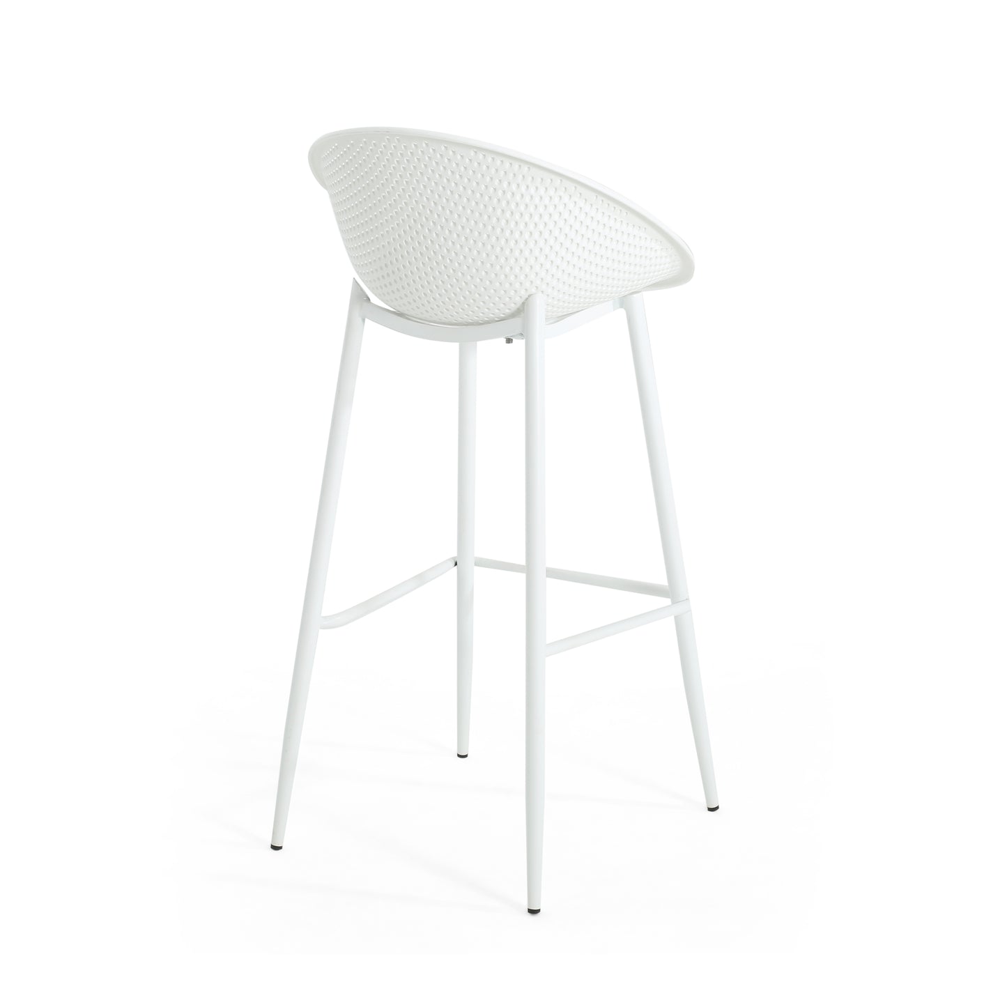 White Iron & Plastic Barstool Set of 2 - Patio Outdoor Seating