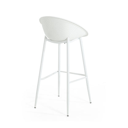 White Iron & Plastic Barstool Set of 2 - Patio Outdoor Seating