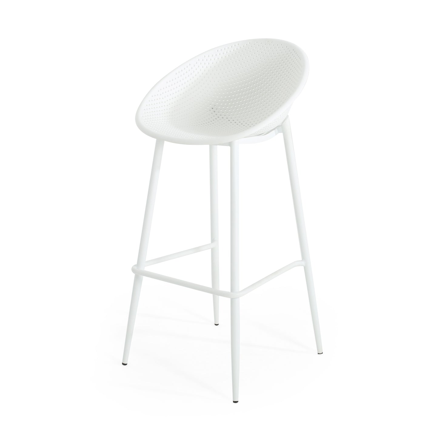 White Iron & Plastic Barstool Set of 2 - Patio Outdoor Seating
