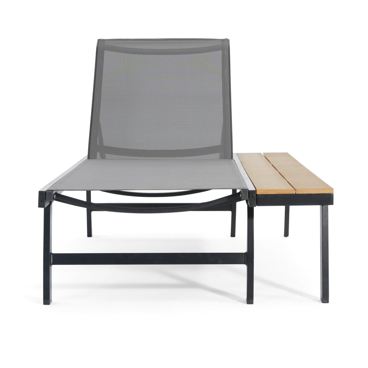 Black & Grey Patio Chaise Lounge Set - Outdoor Aluminum Frame