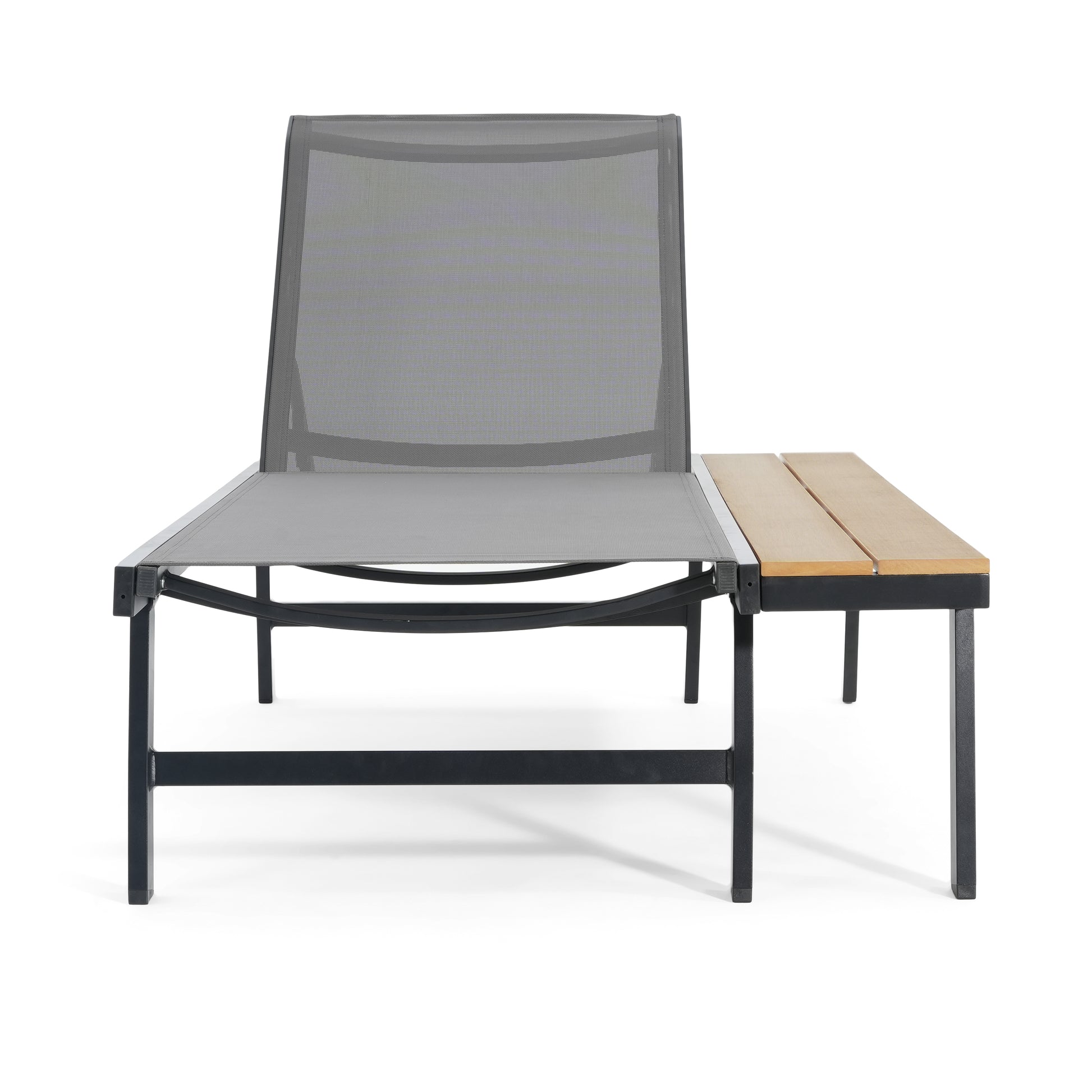 Black & Grey Patio Chaise Lounge Set - Outdoor Aluminum Frame