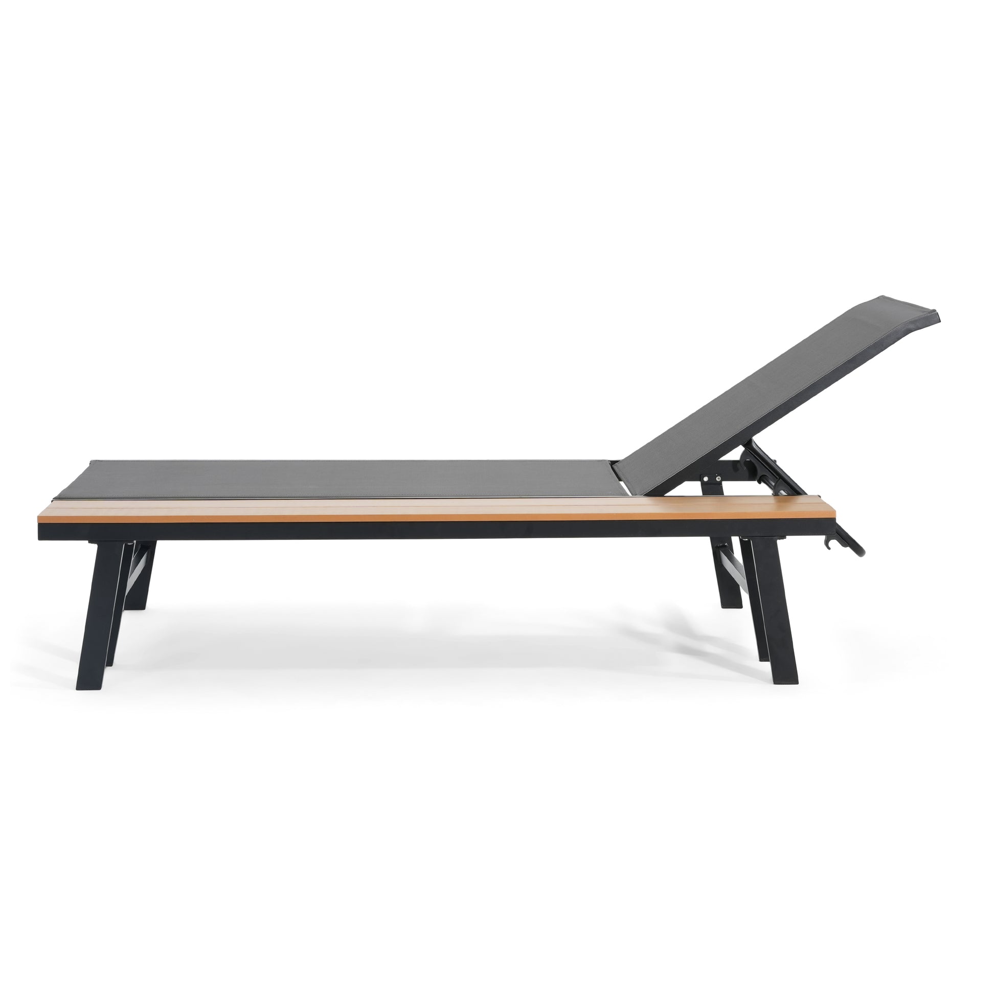 Black & Grey Patio Chaise Lounge Set - Outdoor Aluminum Frame