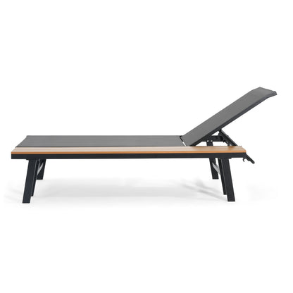 Black & Grey Patio Chaise Lounge Set - Outdoor Aluminum Frame