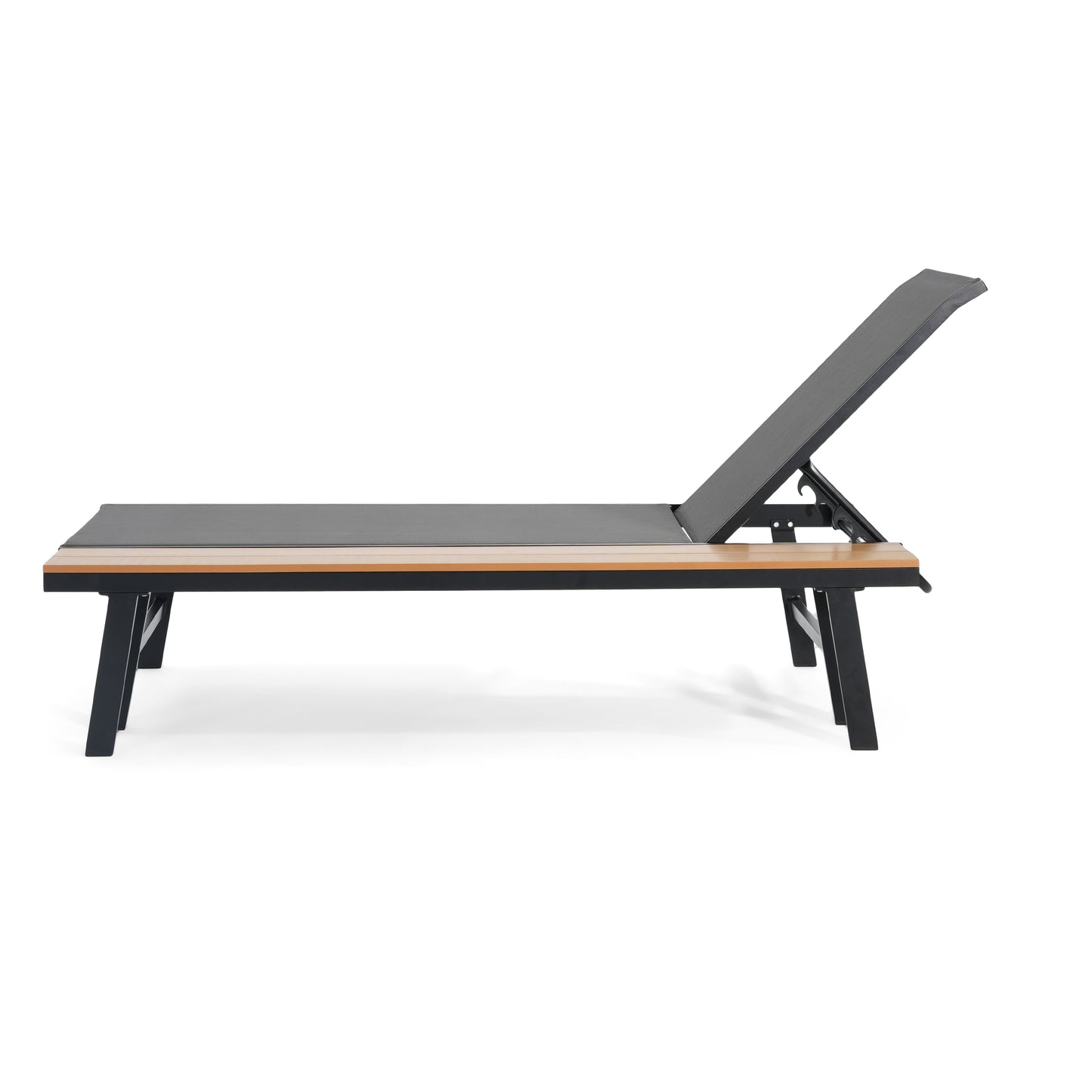 Black & Grey Patio Chaise Lounge Set - Outdoor Aluminum Frame