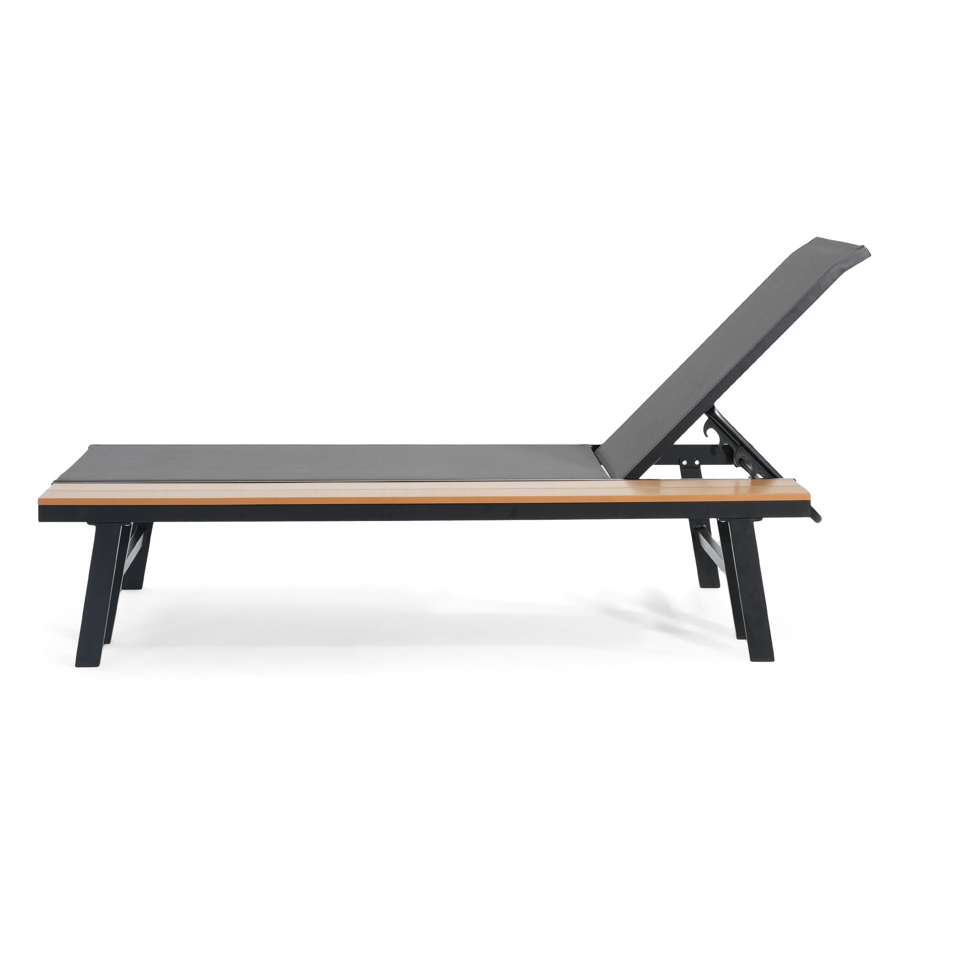 Black & Grey Patio Chaise Lounge Set - Outdoor Aluminum Frame