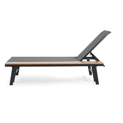 Black & Grey Patio Chaise Lounge Set - Outdoor Aluminum Frame