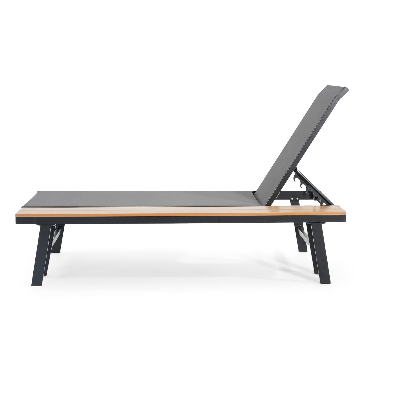 Black & Grey Patio Chaise Lounge Set - Outdoor Aluminum Frame