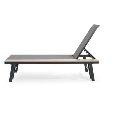 Black & Grey Patio Chaise Lounge Set - Outdoor Aluminum Frame