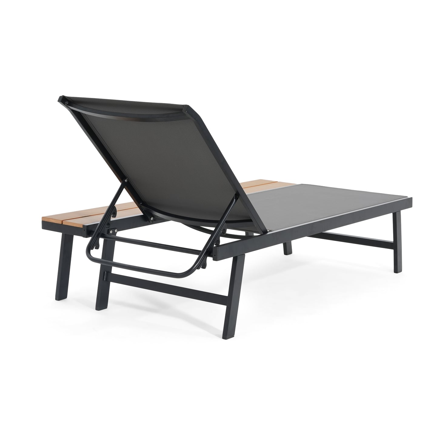 Black & Grey Patio Chaise Lounge Set - Outdoor Aluminum Frame