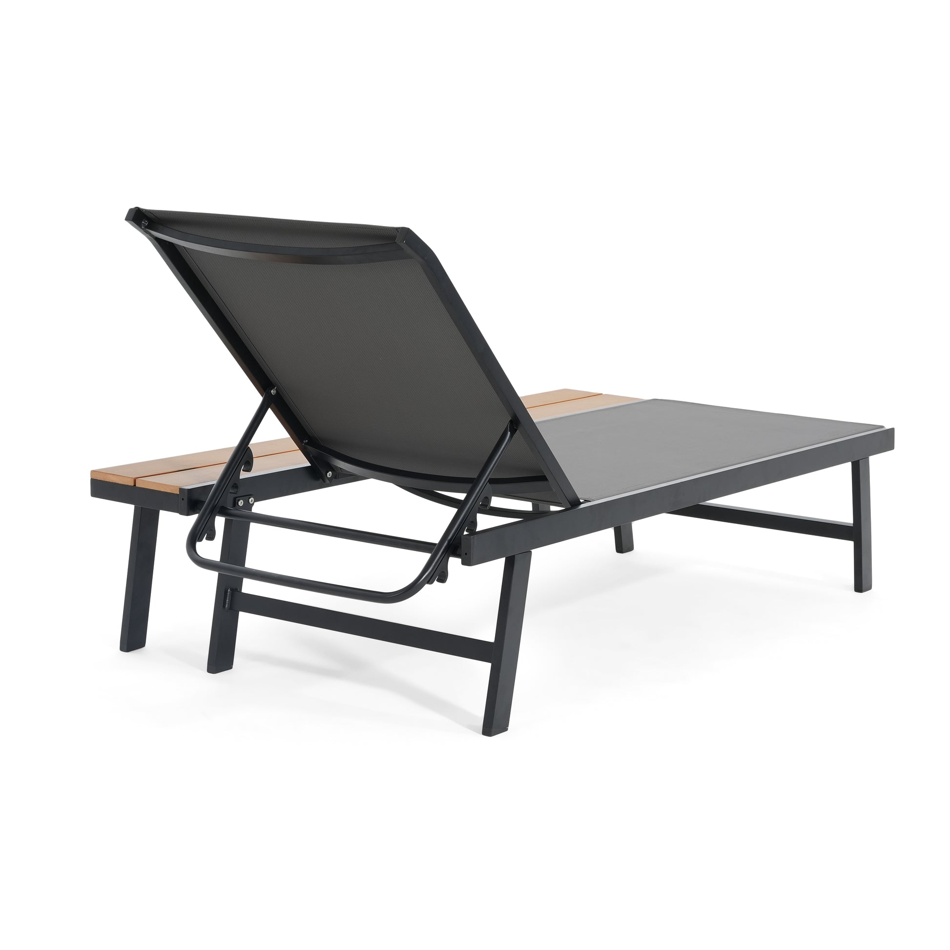 Black & Grey Patio Chaise Lounge Set - Outdoor Aluminum Frame