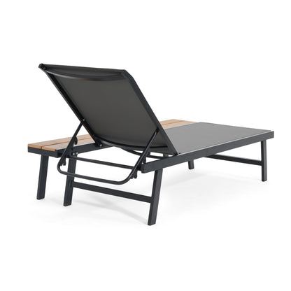 Black & Grey Patio Chaise Lounge Set - Outdoor Aluminum Frame