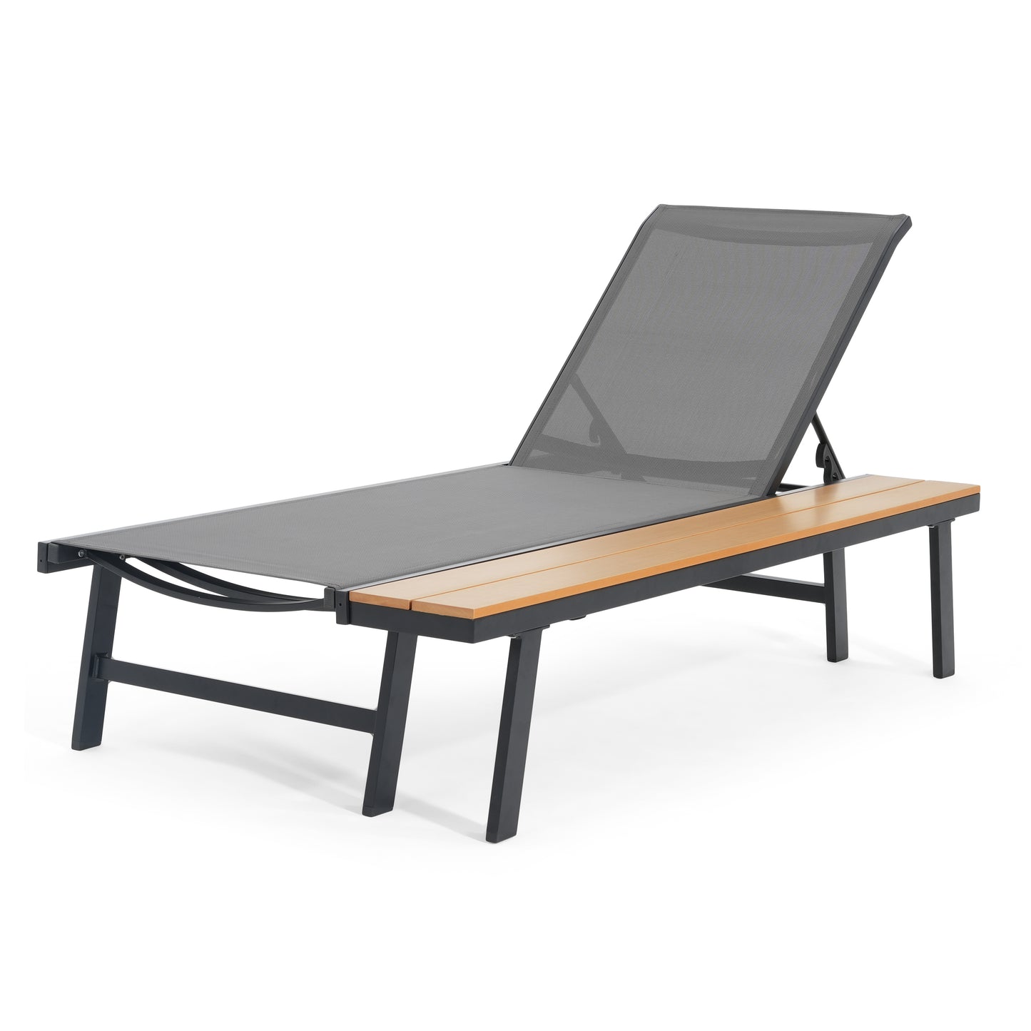 Black & Grey Patio Chaise Lounge Set - Outdoor Aluminum Frame