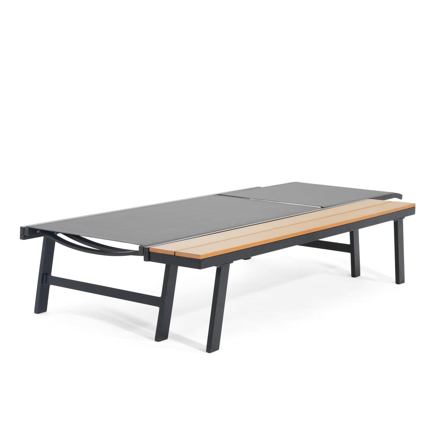 Black & Grey Patio Chaise Lounge Set - Outdoor Aluminum Frame