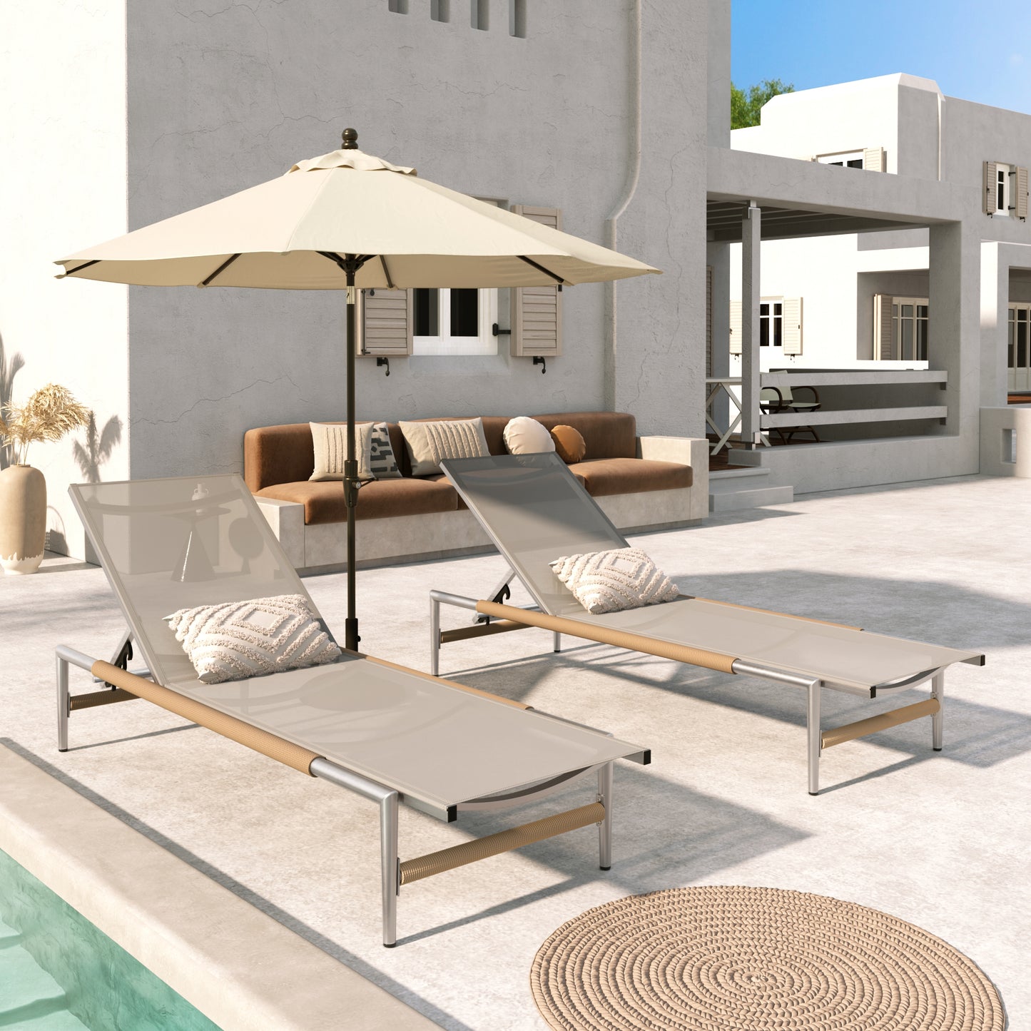 Hargrove Outdoor Patio Aluminum Chaise Lounge, Set of 2