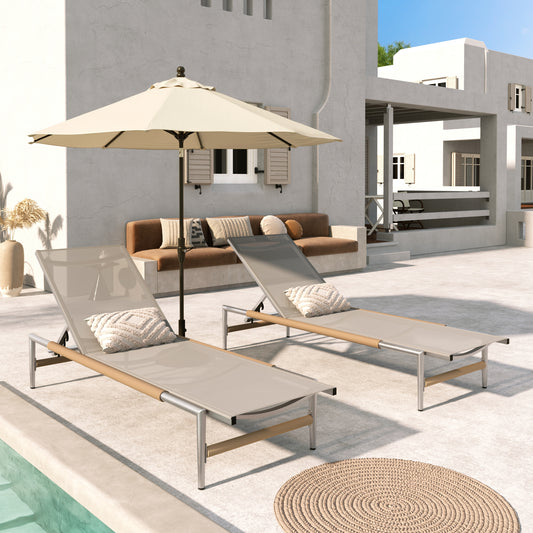 Hargrove Outdoor Patio Aluminum Chaise Lounge, Set of 2