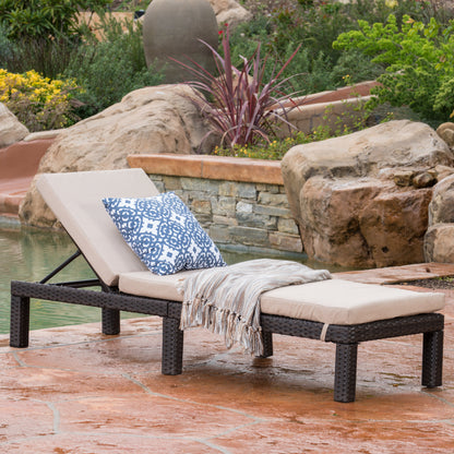 PUERTA KD CHAISE LOUNGE, DARK BROWN FRAME WITH BEIGE CUSHION